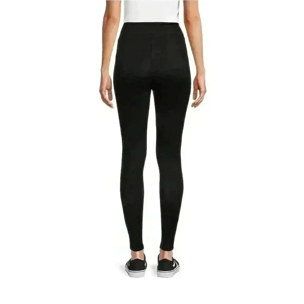 Black Faux Suede Leggings Small - Picture 2 of 4